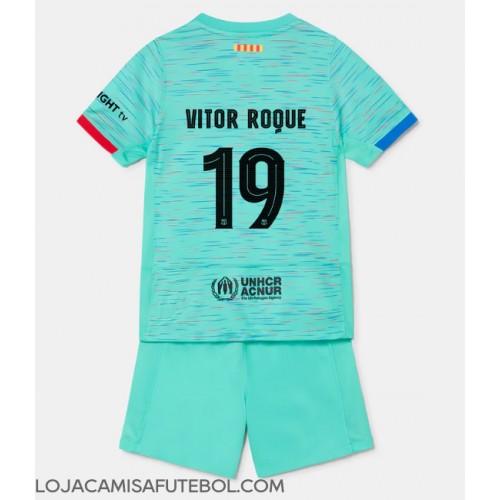 Camisa de Futebol Barcelona Vitor Roque #19 Equipamento Alternativo Infantil 2023-24 Manga Curta (+ Calças curtas)